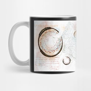 Abstract Closed Circles with stitching, lettering in muted pastel colors Mug